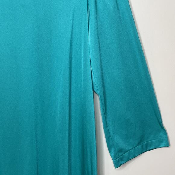 SHADOWLINE size L Nightgown Long Sleeves Machine Embroidered Neckline GREEN USA - Picture 11 of 16